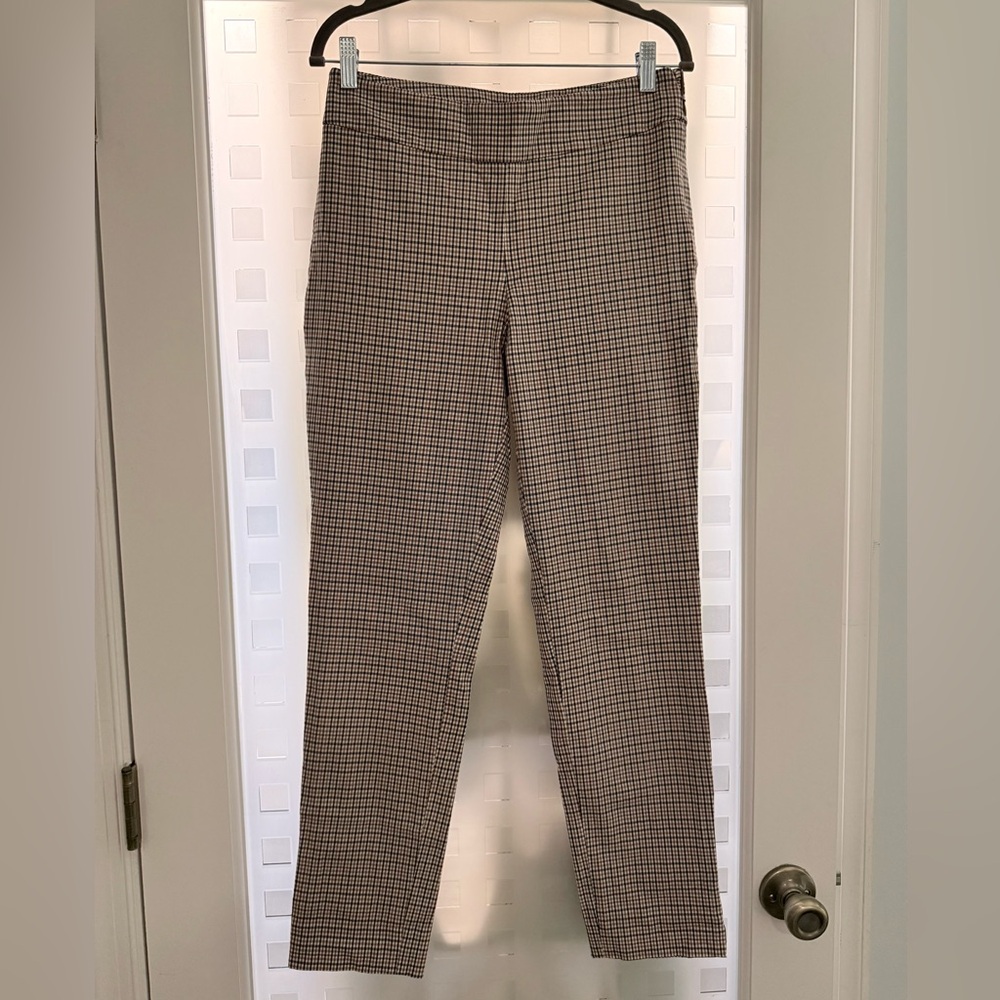 Talbots Checked Ankle Pants in Black, White and Tan